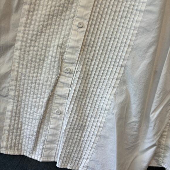 Talbots Haberdashery Blouse Ruffleneck Time Period Button Down Pleated Mockneck - Picture 8 of 8